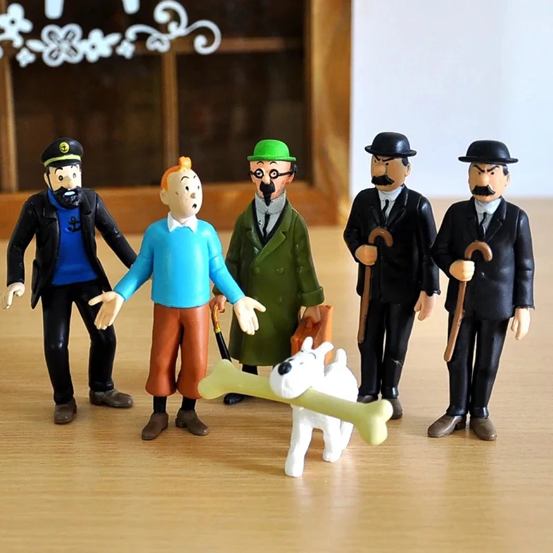 6pcs/set 8cm Anime Cartoon The Adventures of Tintin Action Figures