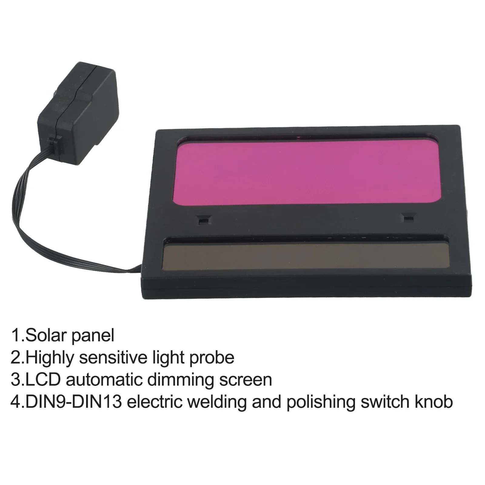 

Solar Auto Welding Lens Welding Lens PP Usable Viewing Area 110x90x9mm Infinitely Variable Externally Controlled