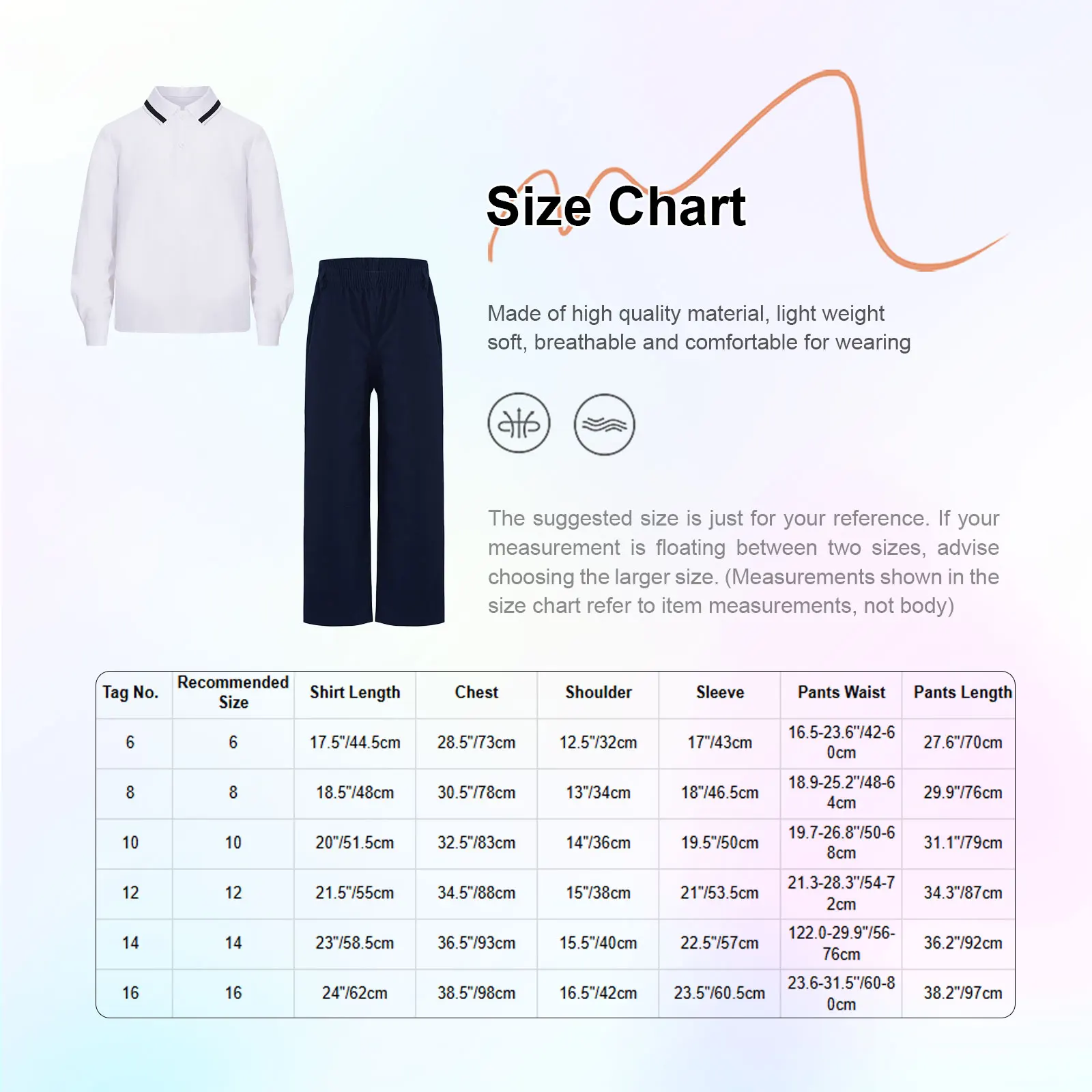 Unisex Boys Girls School Uniform Outfit Solid Color Turn-Down Collar Long Sleeve Pullover Shirt+Pants Preppy Style Kids Clothes