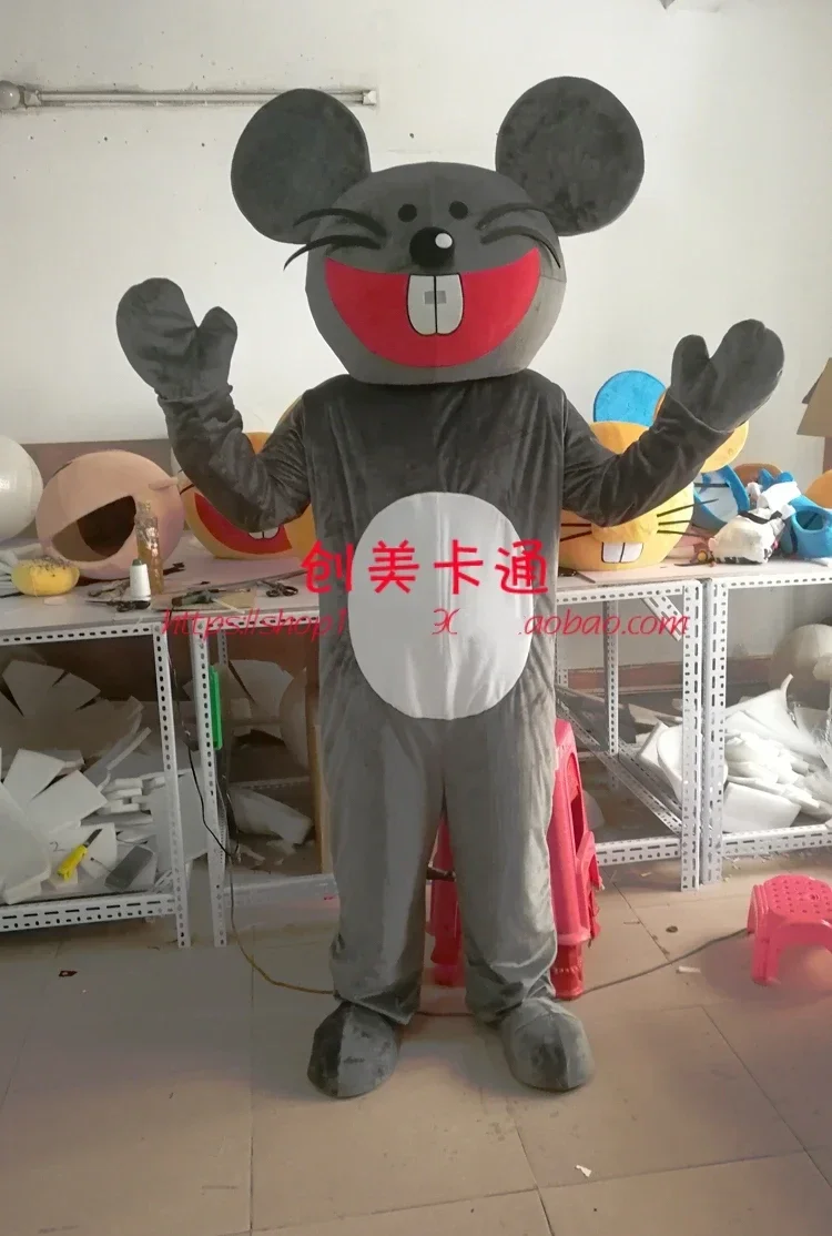 Costume della mascotte del topo di Natale Grandi orecchie Mascotte del ratto Abiti per adulti Carnevale Halloween Festival di Pasqua Costume di