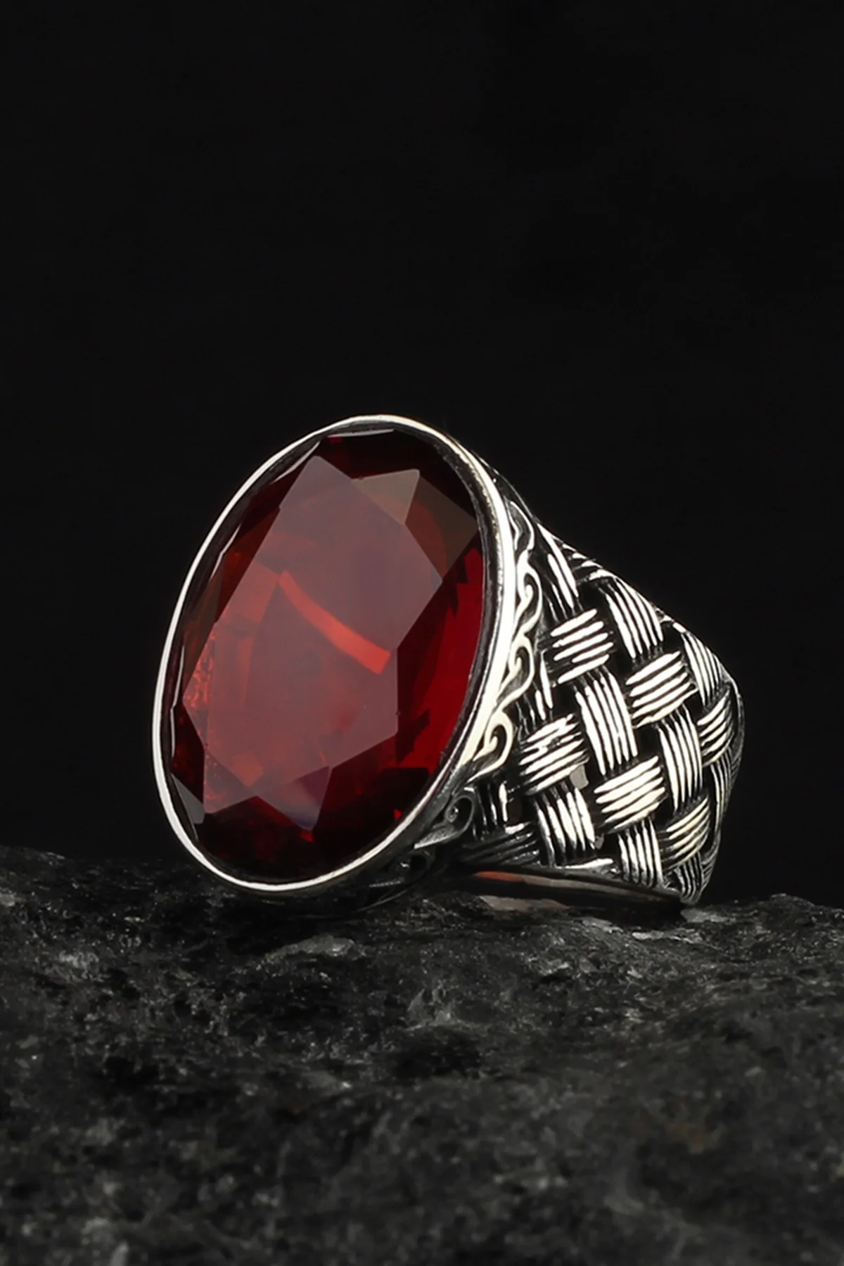 

Knitted Model Zircon Cubic Zirconia 925 Sterling Silver Men 'S Ring