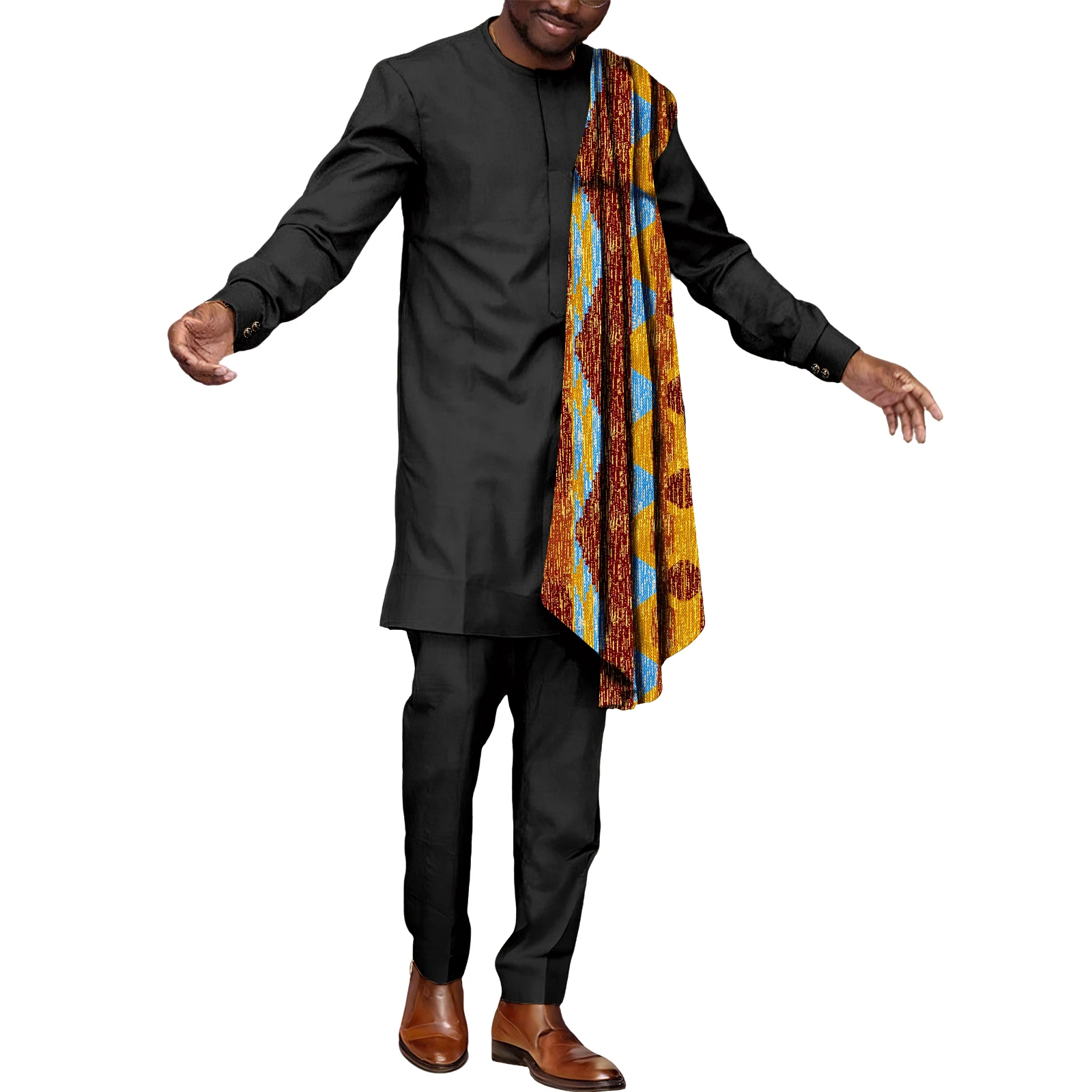 SEA&ALP Afrikaanse pakken voor mannen Dashiki Kente print patchwork top shirt en broek 2-delige set kleding traditionele outfits