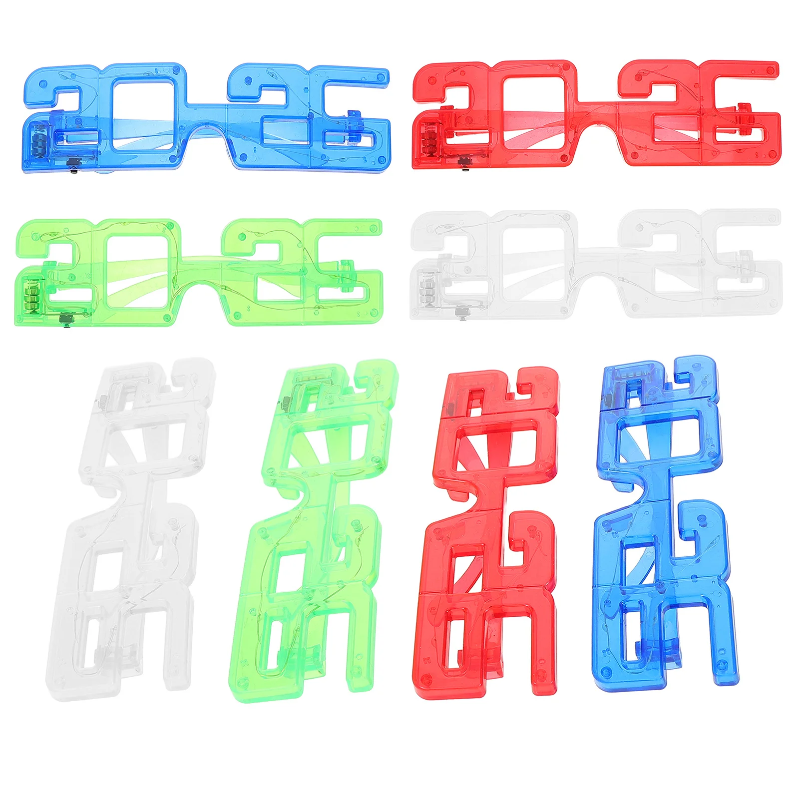 

8Pcs New Year Party LED Glasses Light Up 2026 Number Eyewear Graduation Sunglasses Adults Assorted Colors LED Lights Glasses