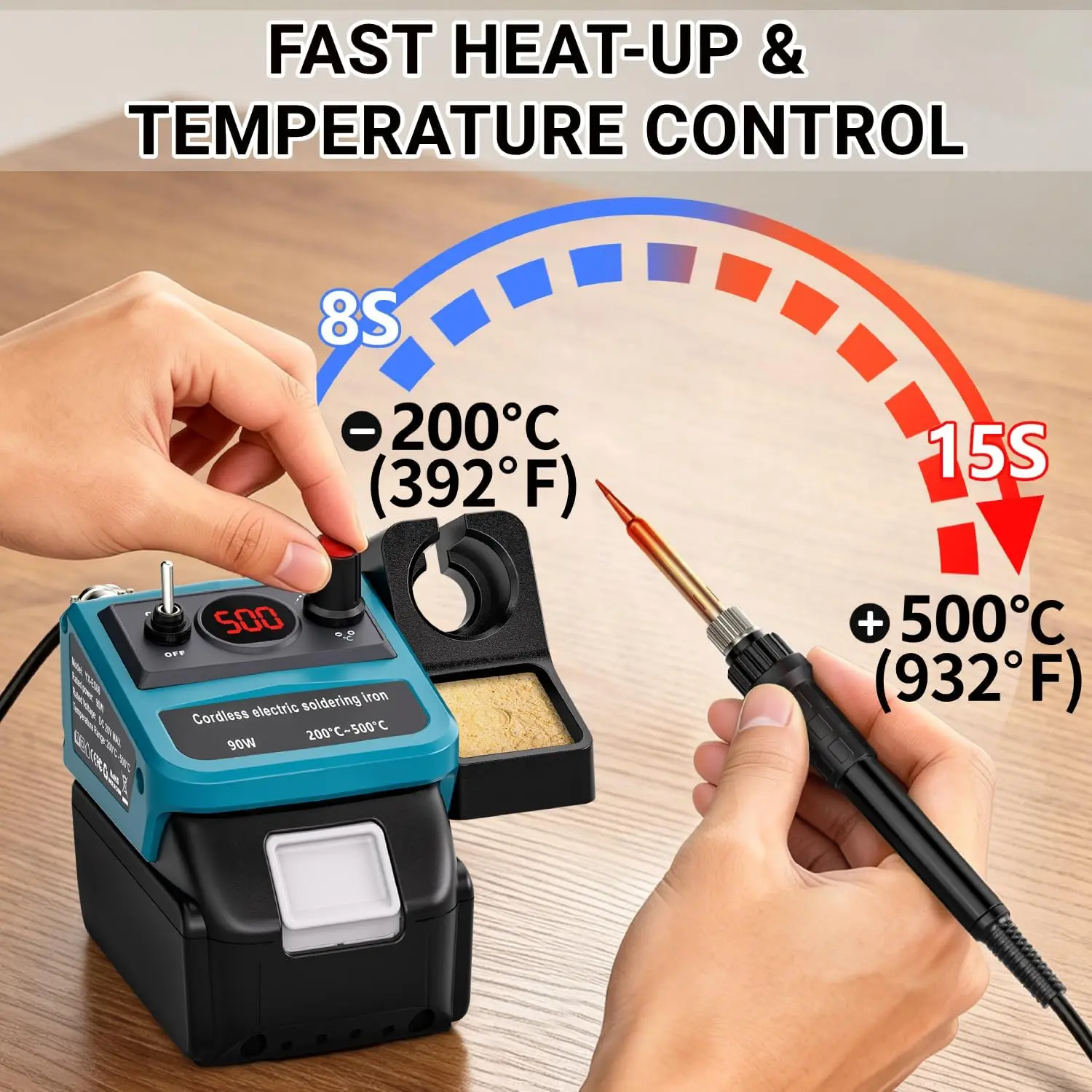 90W LED Digital Cordless Soldering Iron Kit for Makita 18V LXT Battery Temperature 200°C~500°C with 5PCS Tips for DIY Repair - view 4