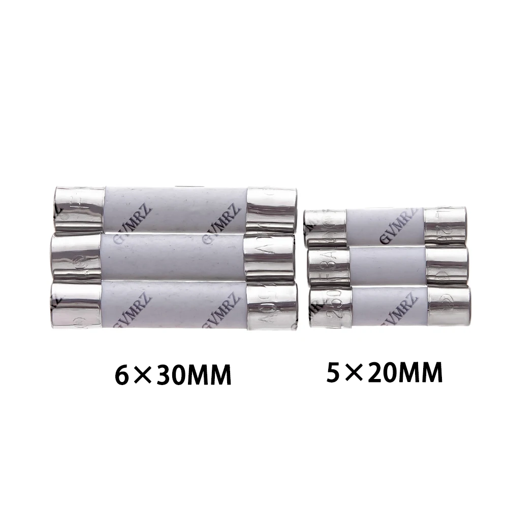 10PCS 0.1A 0.25A 0.5A 1A 1.5A 6X30MM 5X20MM Fast Blow Ceramic Fuse 5*20mm 250V 2A 2.5A 3A 3.15A 4A-30A Slow Break The Fuse Tube