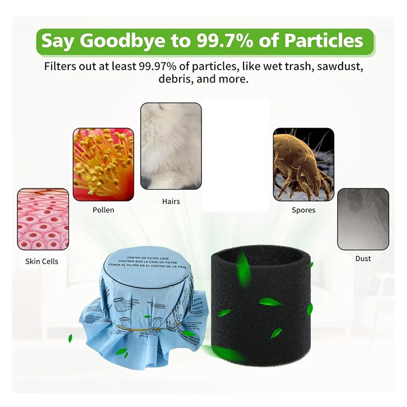 

A84E-10Pack 90107/90137 Фильтр для влажной и сухой вакуумной пыли и 6 шт. 90585 Набор фильтров из пенопласта для 5 галлонов и выше магазинов и комплектов для магазинов