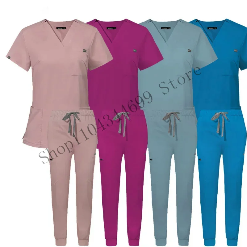 Women Scrubs Sets Nurse Accessories Medical Uniform Slim Fit Hospital Dental Clinical Workwear Clothing Surgical Overall Suits C