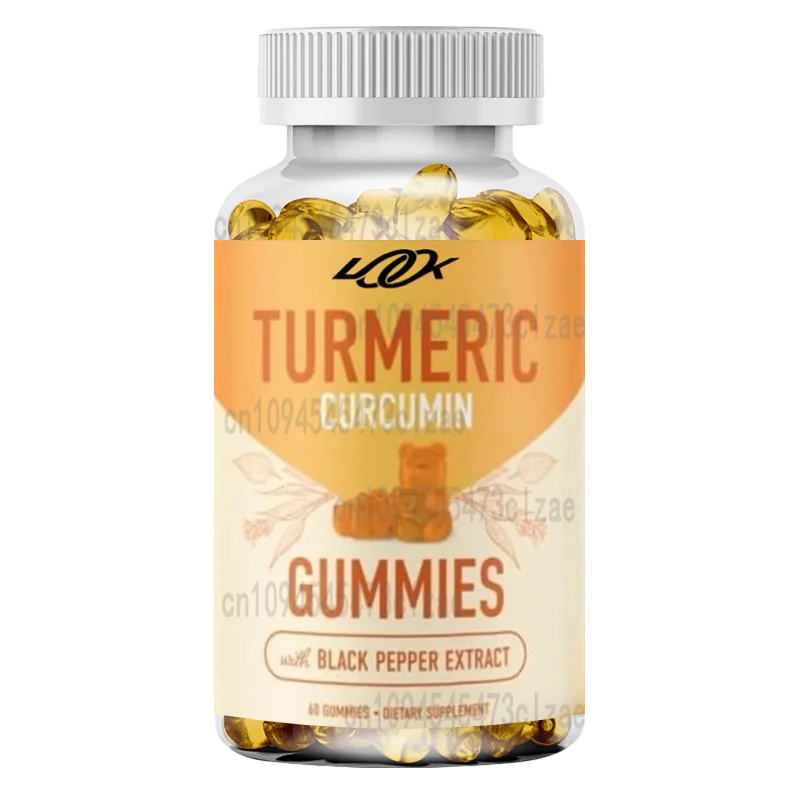 

Turmeric Gummies with Black Pepper | Turmeric Curcumin Supplement Gummies | Non GMO, Vegetarian, Gluten Free -60 Capsules