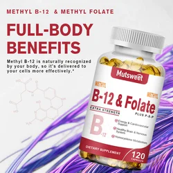 MUTSWEET Vitamin B12 Capsules with Vitamin B6 Folate Resveratrol Vitamins Biotin for Brain Intelligence Mood Nervous Health