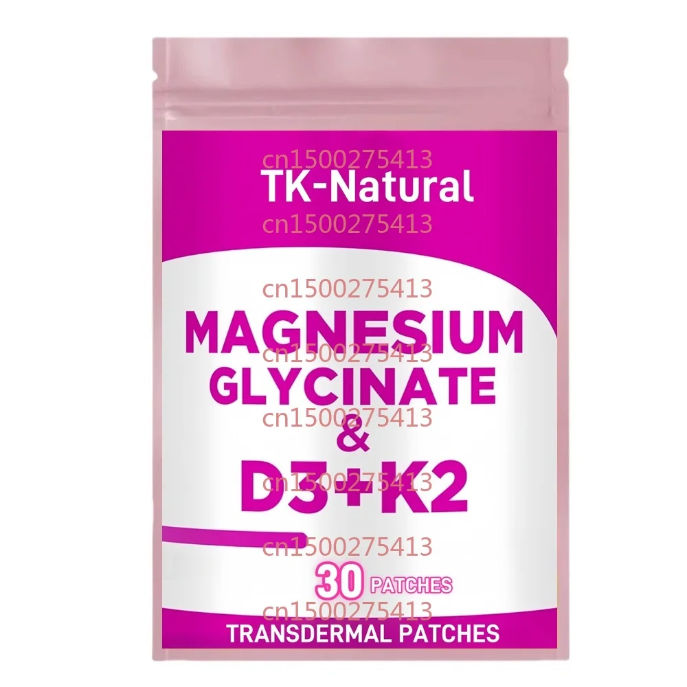 

30 пластырей, магниевый глицинат, трансмиссионные пластыри с витамином D3, витамином K2, снятие стресса, расслабление и поддержка костей