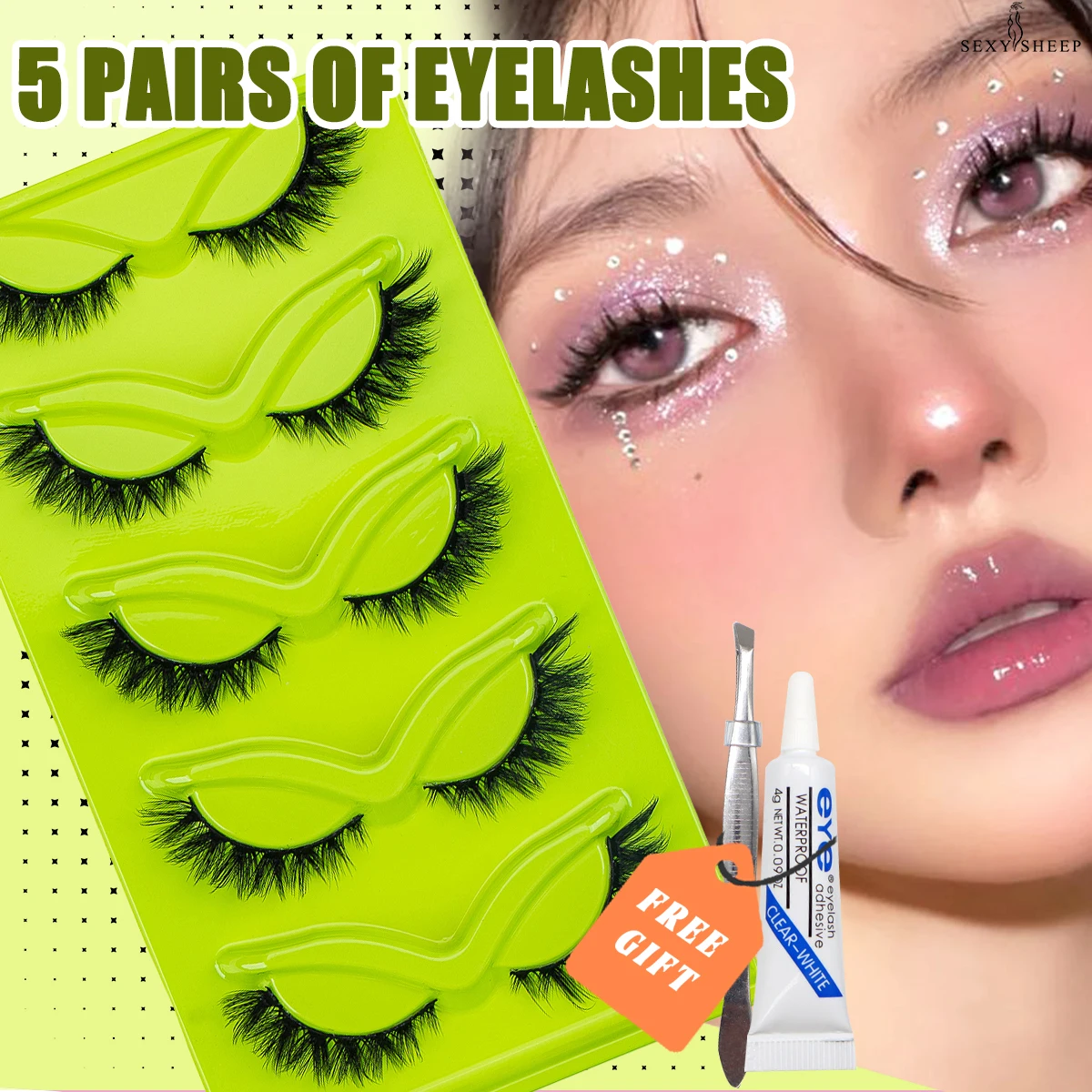 ثلاثية الأبعاد رقيق فو المنك جلدة الرموش الصناعية Wispy جلدة حجم طبيعي الرموش تمديد ماكياج مع لاش الغراء الملقط