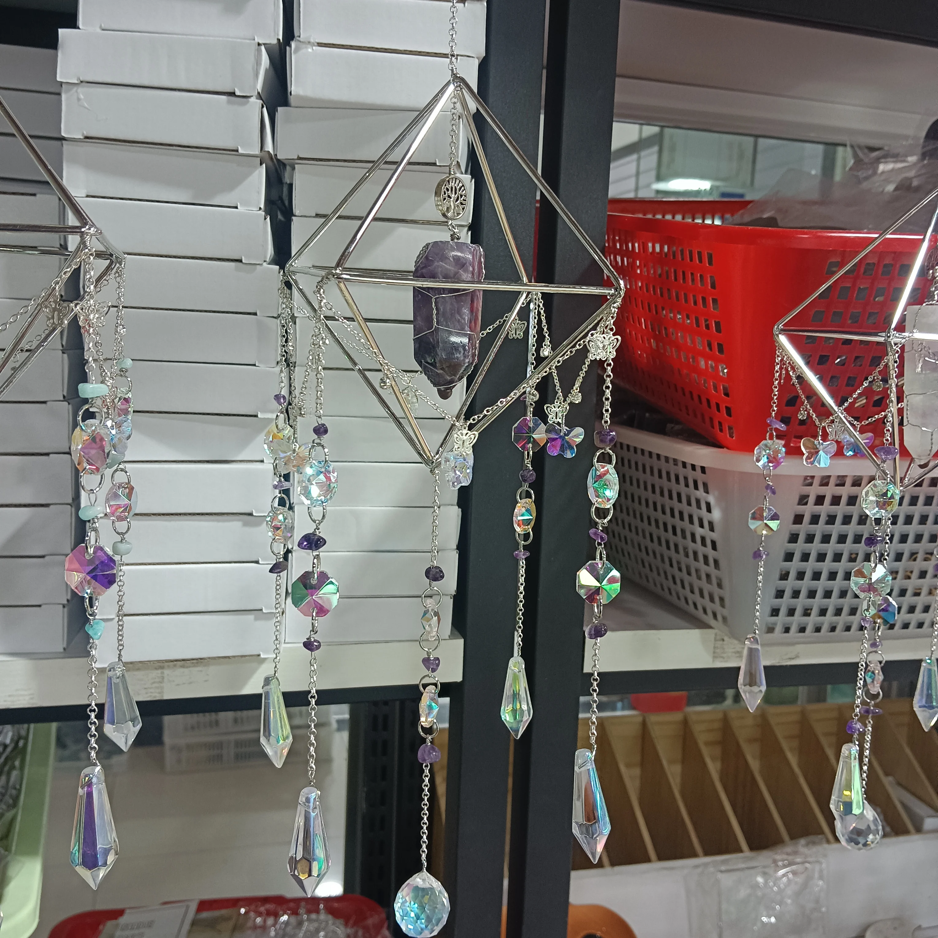 Crystal post sun Catcher Balcony hanging decoration wall light prism ball air stand tripod solar catcher