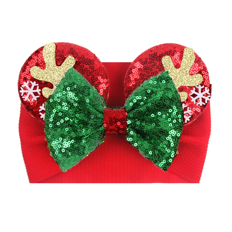 New Classics Christmas Mouse Ears Headwrap Baby Festival Sequin 5\