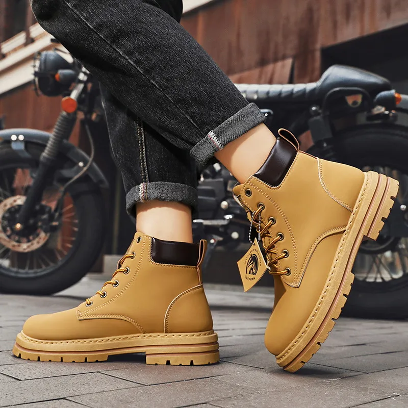 Fashion Green Men\'s Casual Boots 2024 Designer Ankle Boot Men Platform Comfortable Work Boots Male Plus Size 48 botas de hombre