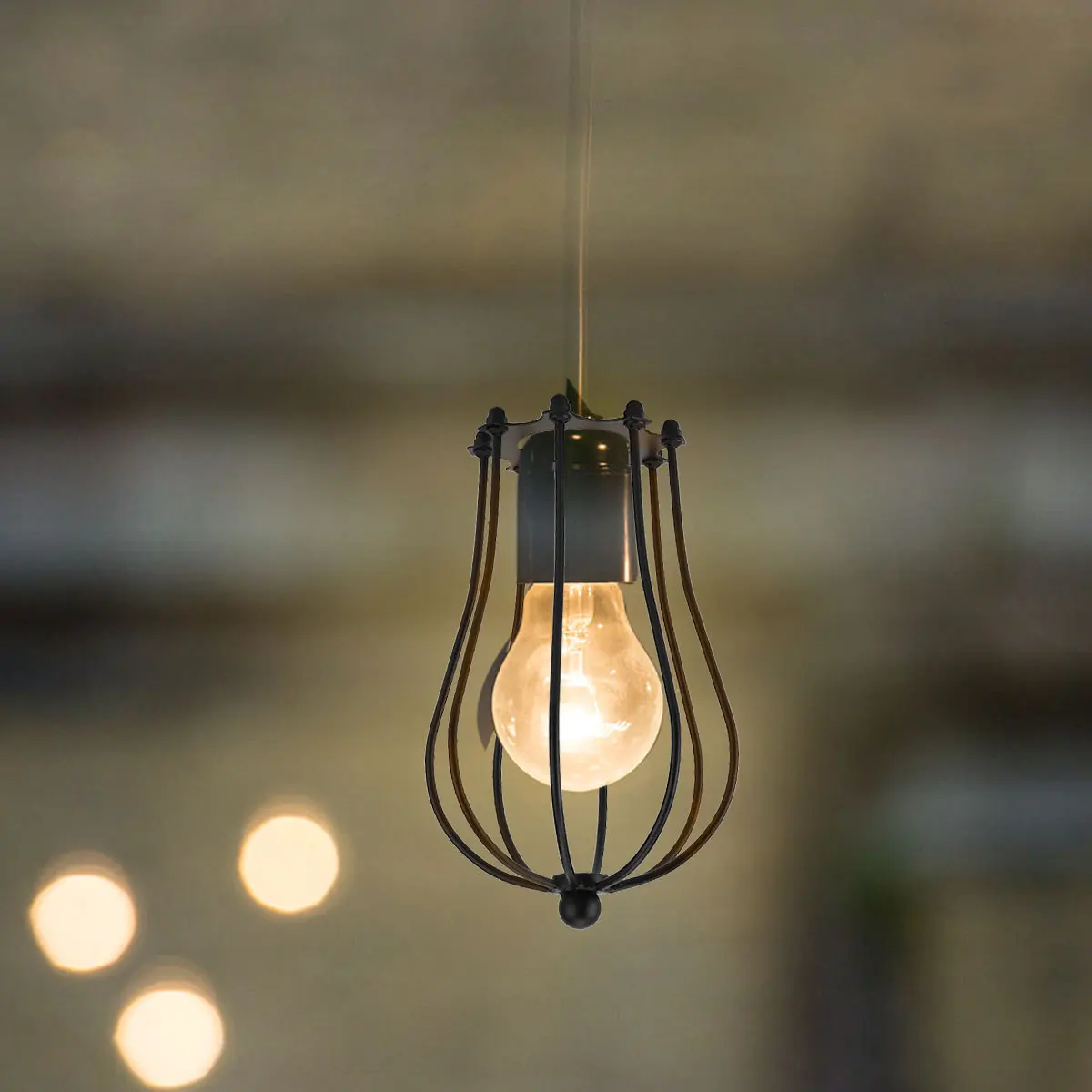 1 قطعة غطاء الثريا الأسود الرجعية خمر النمط الأمريكي سلك الحديد قوي غطاء خفيف ديكور المنزل الطرف #6