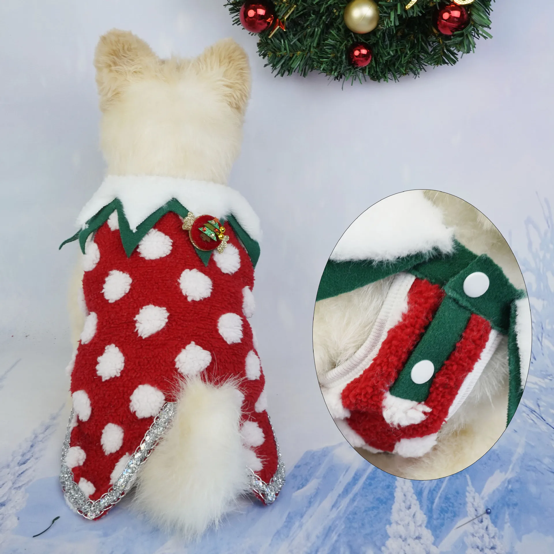 New Christmas Pet Clothing Christmas Apparel Bell Thickened Fleece Halloween Puppy Clothing Dog Vest Dog Clothes for Small Dogs