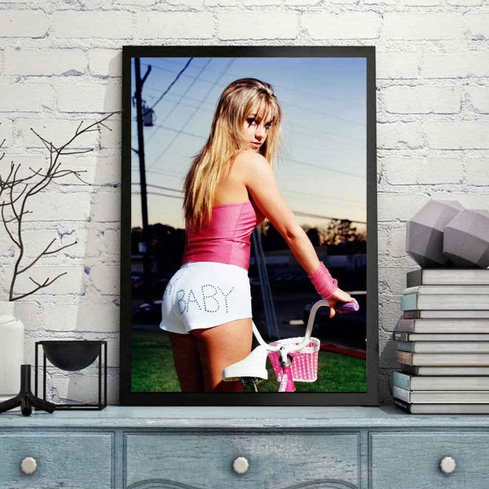 Singer B-britney S-spears Poster Self-adhesive Art Poster Retro Kraft Paper Sticker DIY Room Bar Caf Vintage Decorative Painting