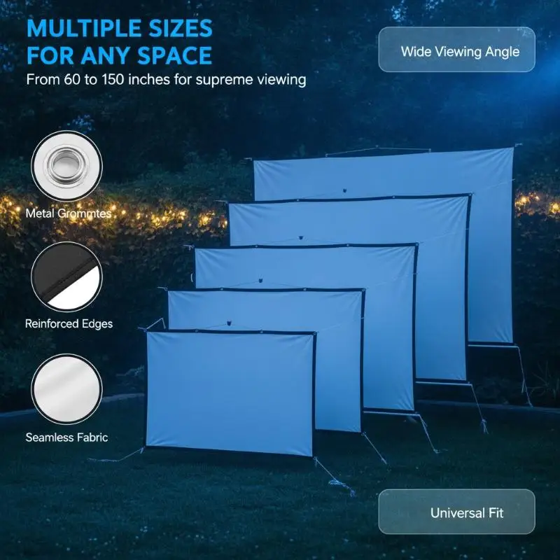 Projectors Screen Fabric Anti‑Light Projection Cloth 60‑120 Inch Simple Curtain Home Outdoor Office Projection Spare Parts