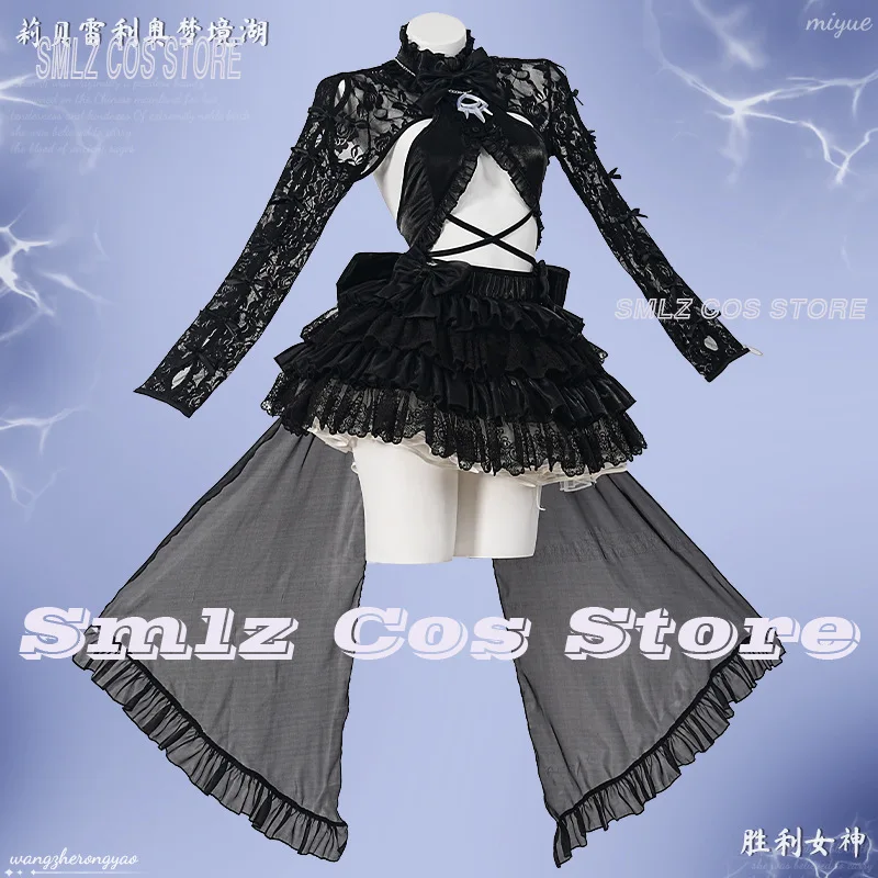 Liberalio Cosplay Game Goddess NIKKE Costume Woman Jellyfish Black Sexy Lace Top Skirt Outfit Set Halloween Party Play view 3
