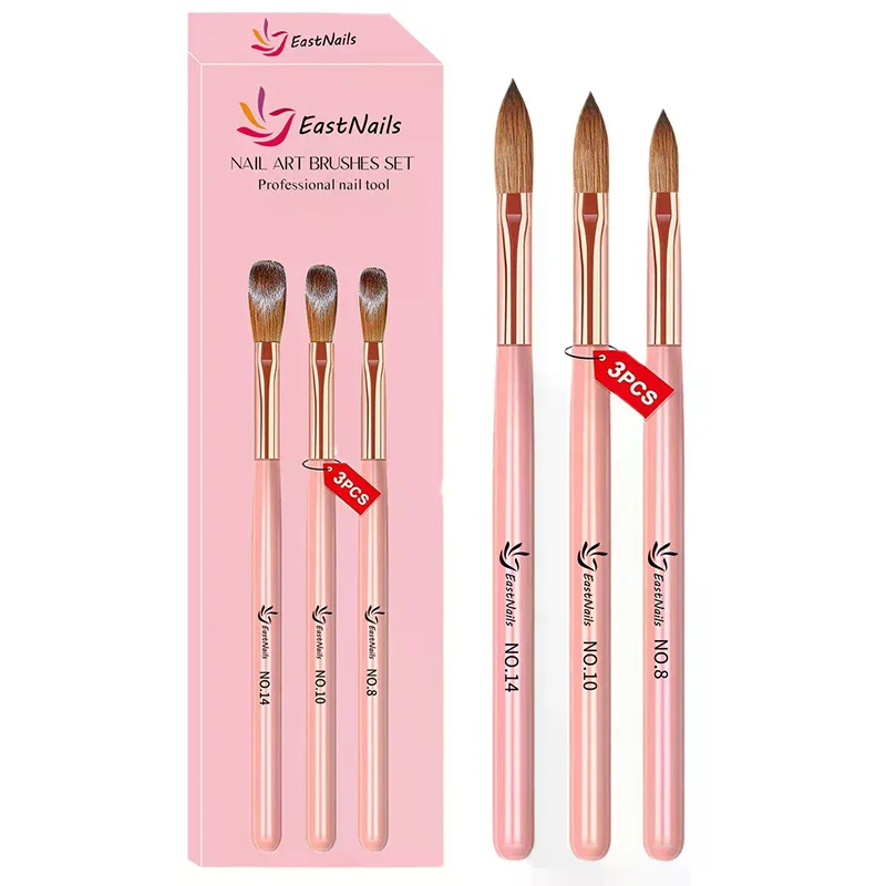 3-teiliges Nagelbürsten-Set aus Acryl # 8/10/14 Professionelle Acryl Pulver Verlängerung Nagel Pinsel Nail art 3D Carving Maniküre Salon Werkzeuge