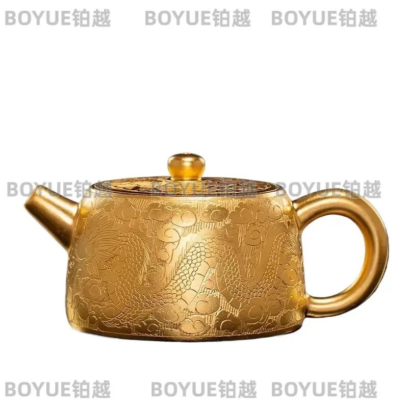Chinese Dragon Phoenix Kung Fu Teapot Luxury Porcelain Gilt Tea Set Single Pot Gift Box High End Brewing Ware for Home Office