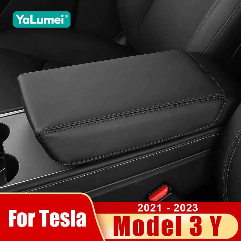 Für Tesla Model Y 2021 2022 2023 2024 Model 3 2021-2023 Leder Auto-Armlehnenbox-Schutzabdeckung Zubehör ﻿