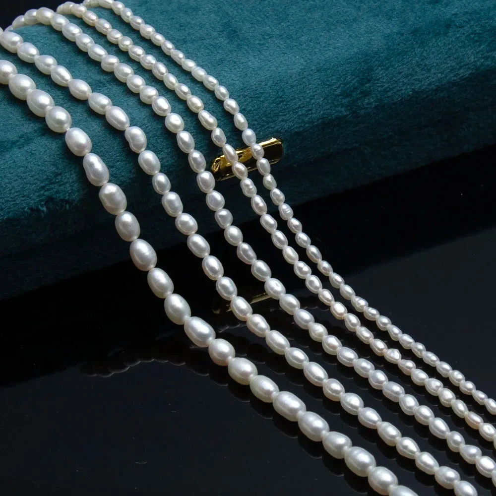 

Rice Shaped 5Sizes White Beads 1Strand Natural Freshwater Pearl Beads Strand for DIY Neckalce Bracelet Earrings Accessories 38CM