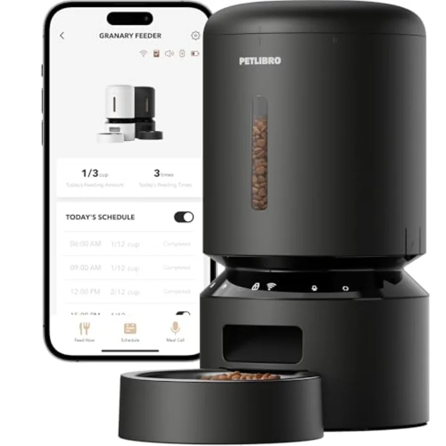 

Automatic Cat Feeder 5G WiFi Dog Food Dispenser for Home Use Plastic Body in White Freshness Preservation Low Food Sensor Alert