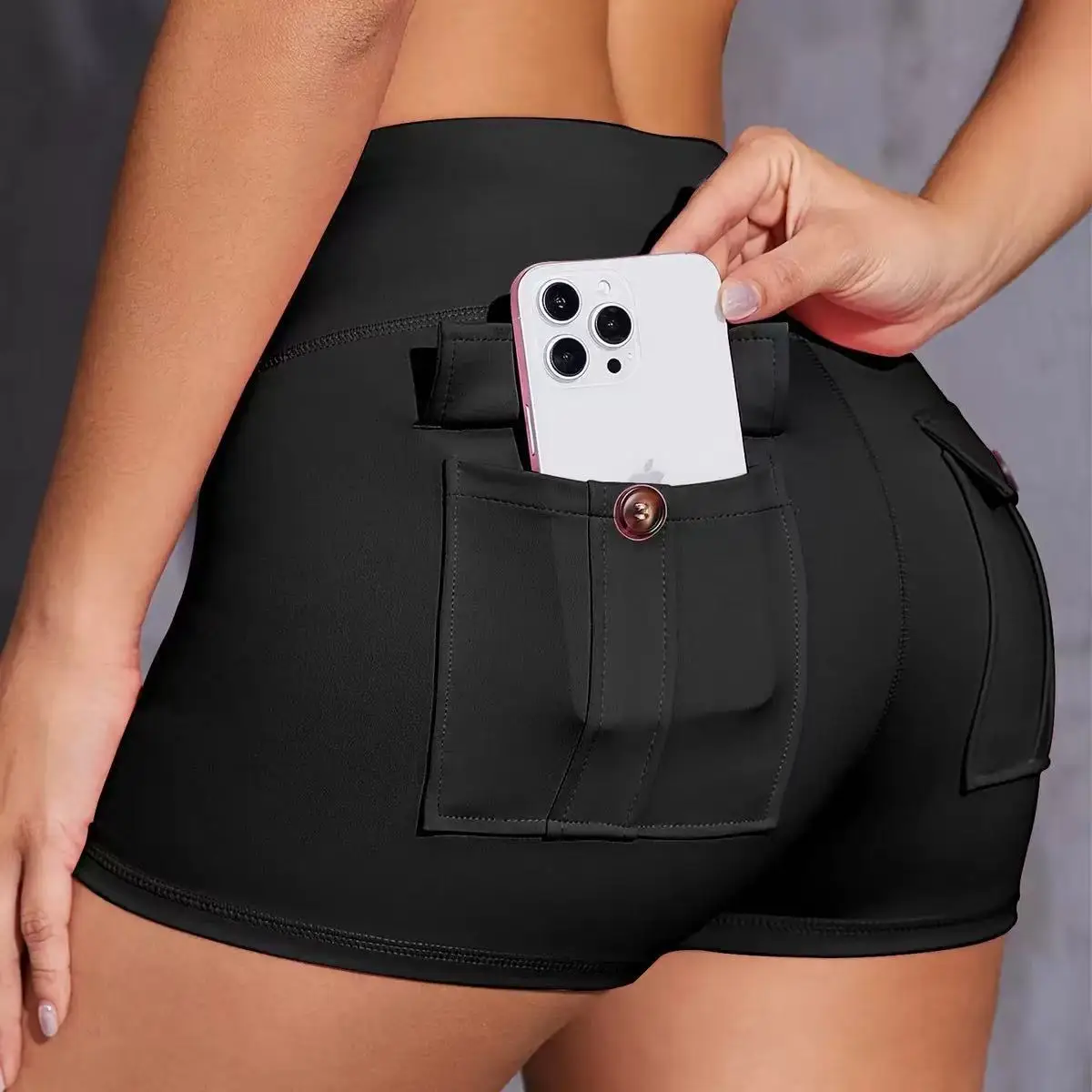 

Хит продаж, шорты для фитнеса с подъемом бедер, эластичные рабочие брюки, сексуальные штаны для йоги с карманом