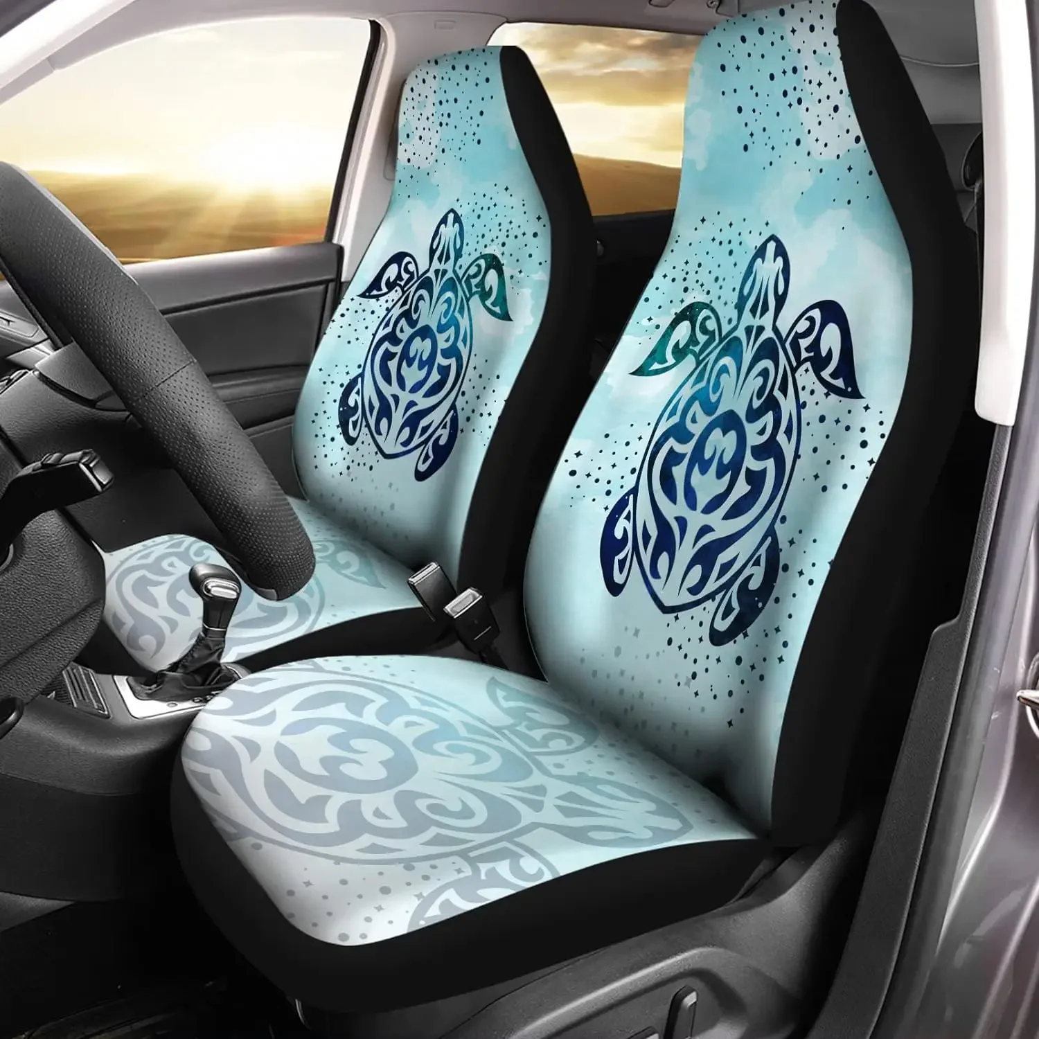 Sea Turtle Printed Automobile Seat Cover Sets Car Accessories Interior Decor  2Pcs Car Seat Protectors for Car Truck SUVs