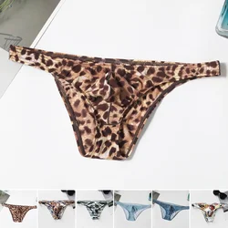 Hot Sales Men's Sexy Briefs Low Waist Underpants Men's Printed Underwear Smooth Elastic Ice Silk Underwear Men's Sports Panties