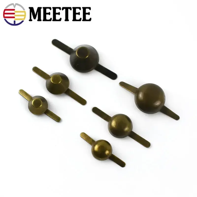 Meetee 50/100Pcs Metal Rivet Buckles 10/12/15mm Two-legged Nails Bag Handbag Leather Decorative Clasps DIY Hardware Accessories