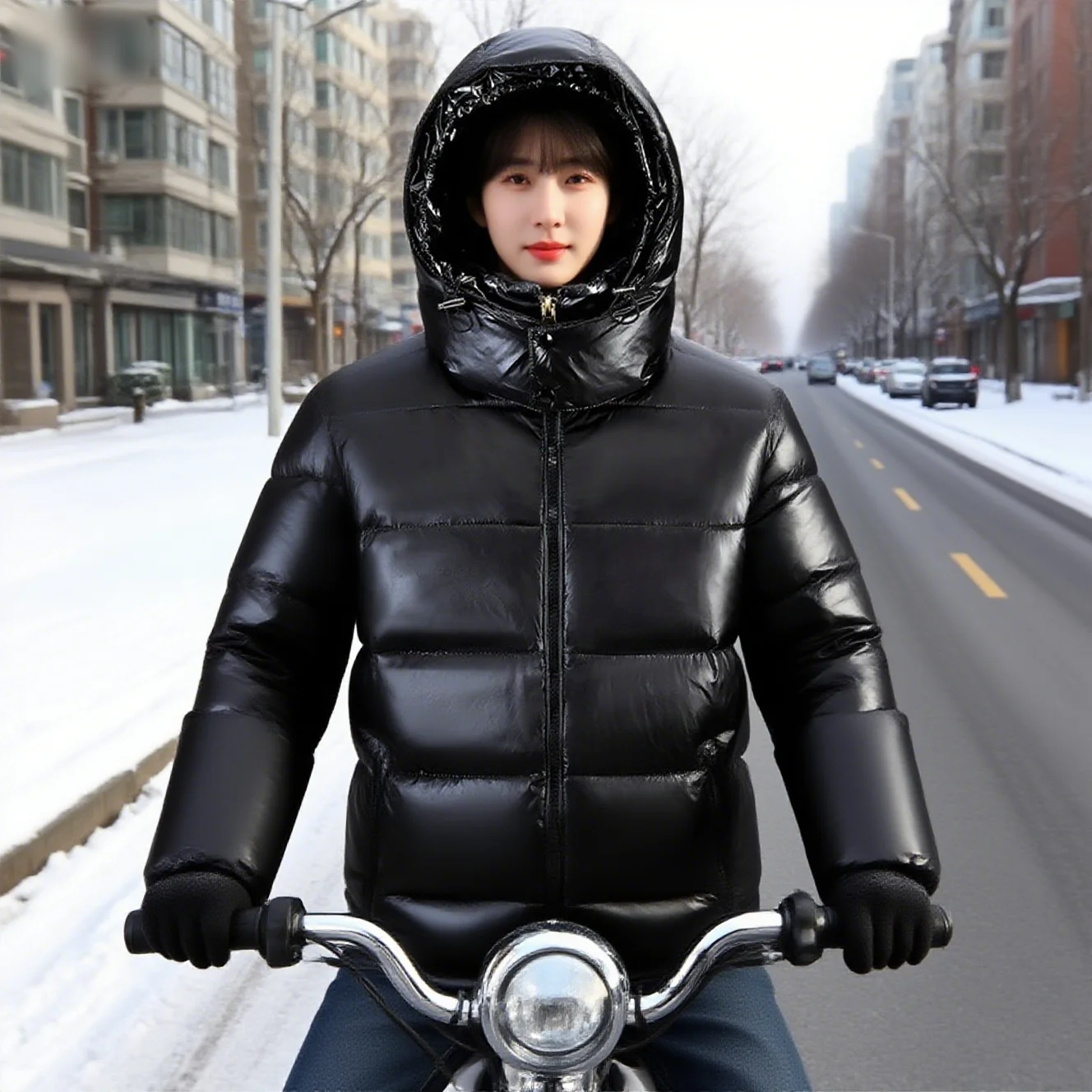 New 2025 autumn and winter men's shiny hooded down jacket Korean street wear casual down jacket men's warm and fashionable