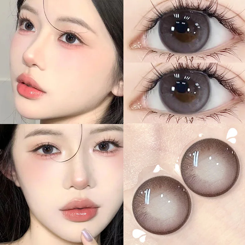 DUOXIU 1Pair Myopia Lenses Blue Color  Degree Myopia Yearly Use Eyes Lenses With Diopters Prescription Fashion Lenses Green Eyes