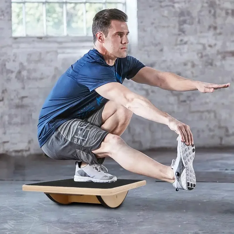 Wooden Wobble Balance Board Exercises Training Balancing Rocking Board Level Training Balance Gym Exercise Fitness Equipments