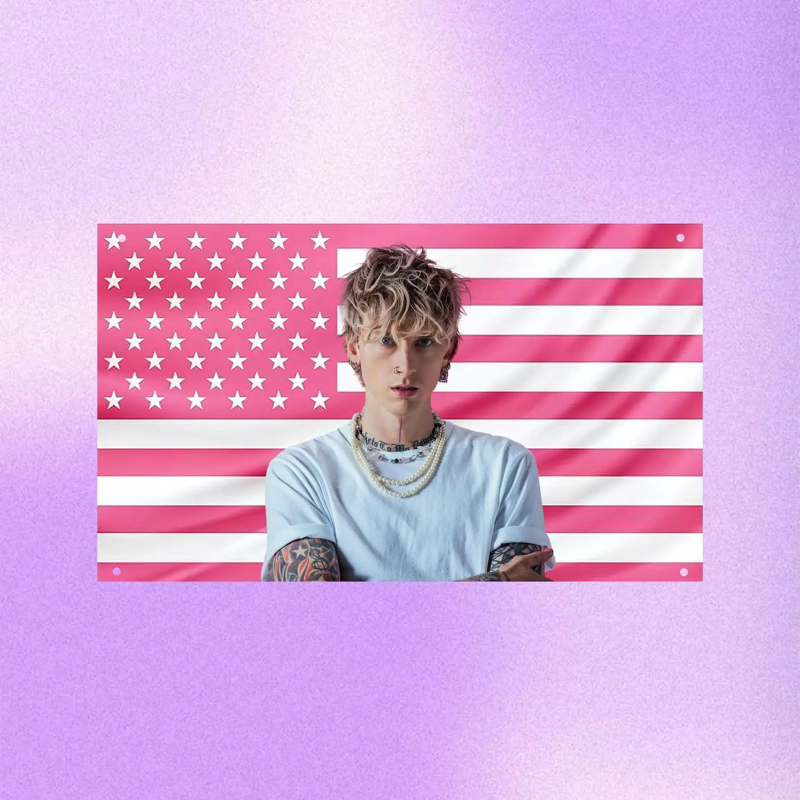 M-Machine G-Gun K-Kelly Pink  American Flag Decoration for Bedroom Stuff Funny Flags Outdoor Decor Advertising Flaga Tapestry