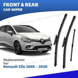 LHD Front Rear Windshield Wiper Blade For Renault Clio 3 III 4 IV 2005 - 2020 Hatchback Estate 3pc Windscreen Window Brushes