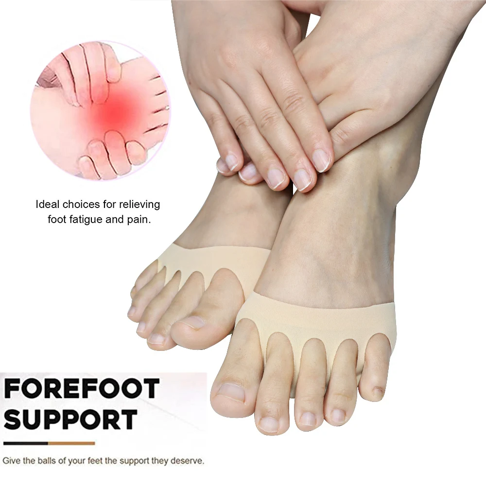 Pexmen 2Pcs Five Toes Forefoot Pads Women Half Insoles Metatarsal Pads Ball of Foot Cushions for Prevent Pain and Discomfort