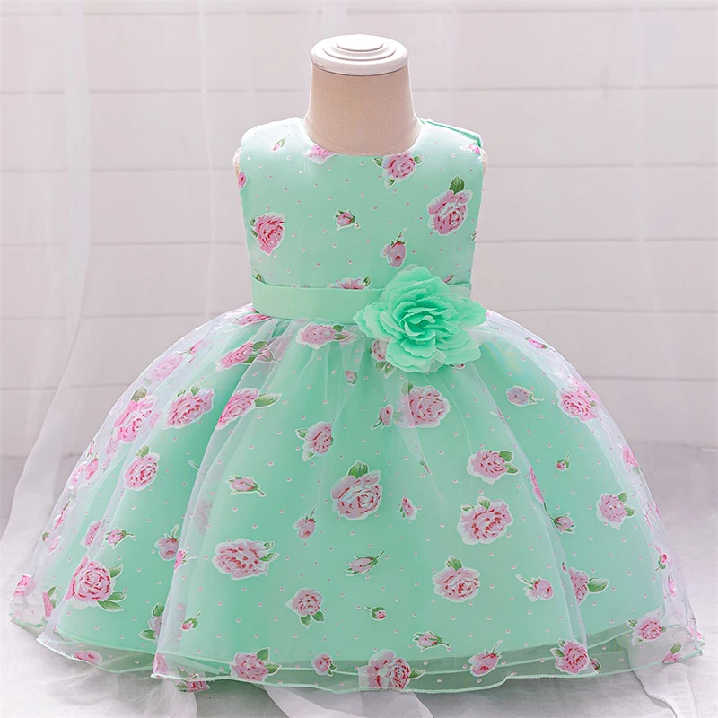 Big Flower Bridesmaid Princess Dress For Girls Children Clothing Sleeveless Girls Party Dresses Lace Birthday Wedding Gown 3-10Y