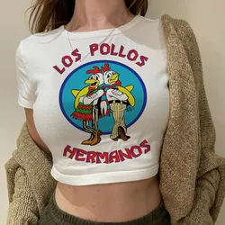 Los pollos hermanos aesthetic vintage crop top Female fairy grunge manga cute crop top