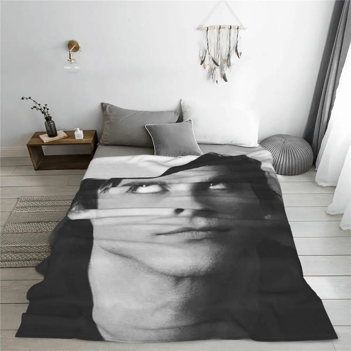 Damon Salvatore Knitted Blanket Velvet The Vampire Diaries Lightweight Thin Throw Blanket for Bedding Couch Bedspread