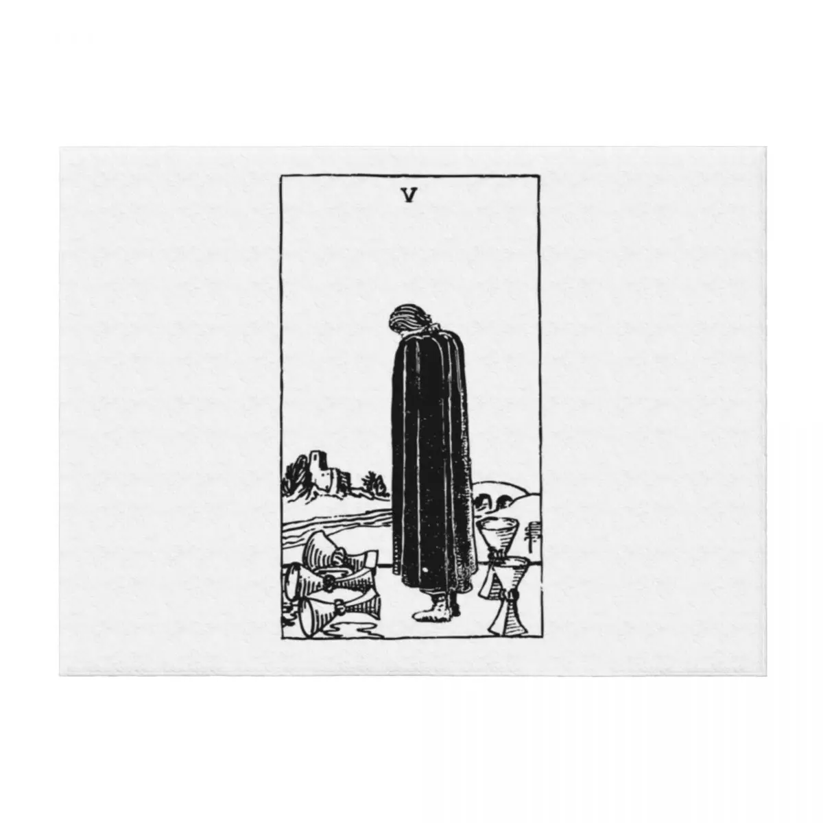 

Tarot Card : 5 of Cups | Five of Cups black & white Throw Blanket decorative Flannel Fabric Thermals For Travel Polar Blankets