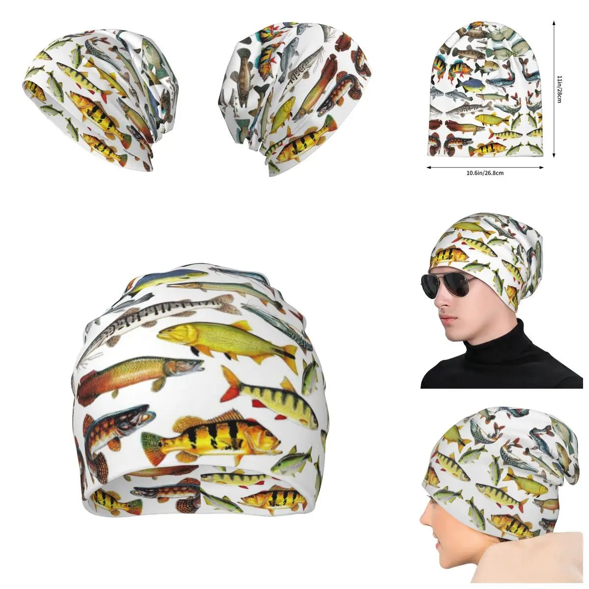 

3D Color printing Knitted Hat For Men And Women, Various Colorful Tropical Fish 4 Gift Unisex winter Warm Brimless Urinal Hat