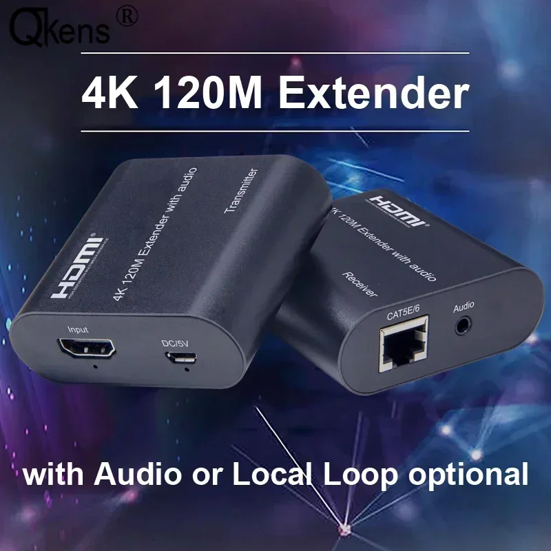 4K 120M HDMI Extender Audio Extractor TV Loop Audio Video Converter Over Rj45 Ethernet Cat6 Cat5e Cable for PS4 PC Laptop To TV