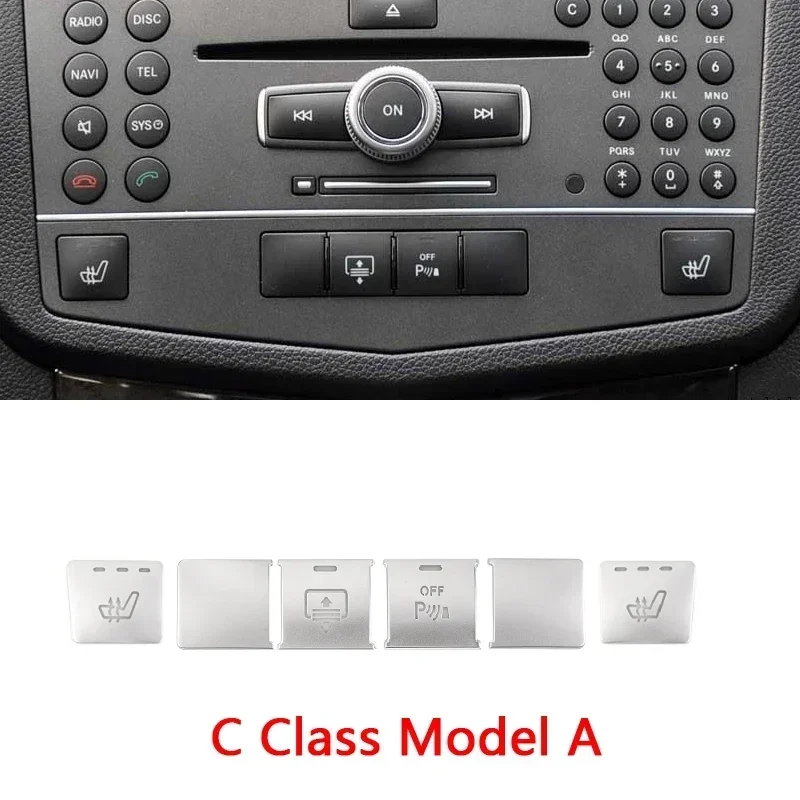 Car Center Console CD Panel Air Conditioning Button Sticker Trim For Mercedes Benz C E Class W204 W212 GLK X204 Accessories