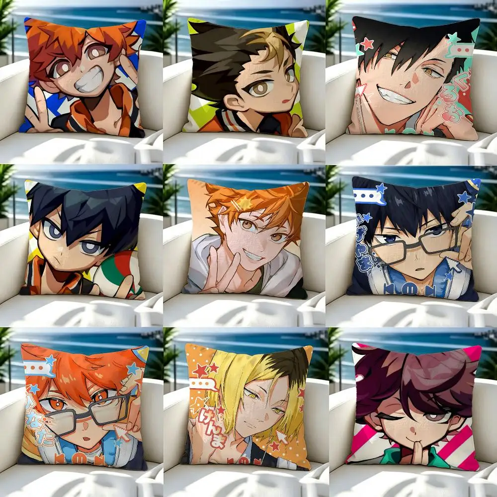 Anime Haikyu Cushion Cover Premium Skin‑Friendly Short Plush Pillow Cover, Airy Casual Cushion for Hotel Homestay