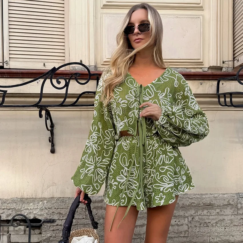 

2 Piece Women Sets 2026 New Arrival Summer Autumn Matching Sets Two Pieces Sets Top And Wide Leg Shorts Suits Outfits Clothing