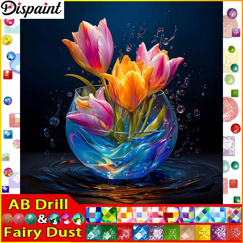 Dispaint Fairy Dust AB Diamantgemälde „Landschaftsblume“, voller quadratischer/runder Bohrer, Wanddekoration, eingelegtes Harz, Stickerei, Handwerk