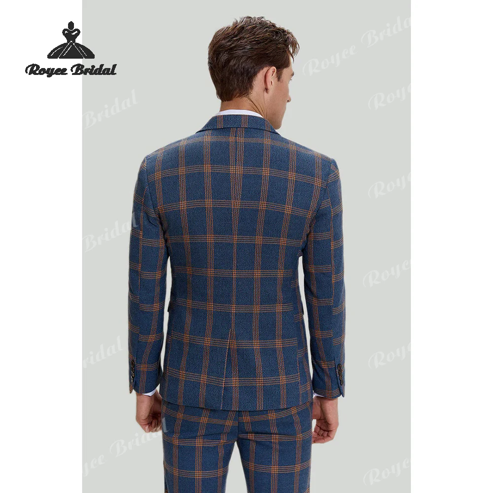 Plaid Three Piece Single Breasted One Button Men's Wedding Suit 2026 Notched Lapel Evening Prom Suit costume homme mariage