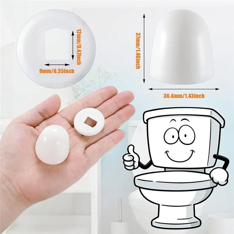 [NEW!A08R】 Plastic Round Push-On Toilet Screw Caps 32-Pack Universal With Extra Washers, 1.45 Inch Height Bolt